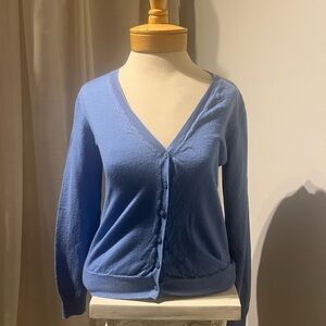 Women's Blue V-Neck Cardigan Sweater